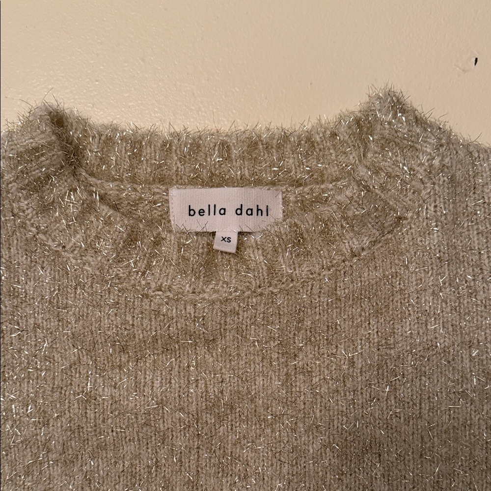 Bella Dahl Women's crop boxy fit fuzzy Gold Sweater